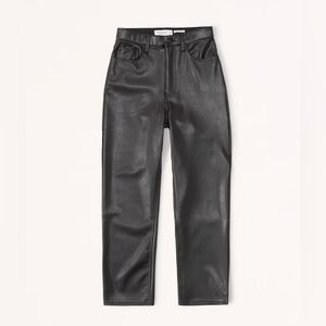 NWT Abercrombie & Fitch The Ankle Straight Ultra High Rise Leather Black